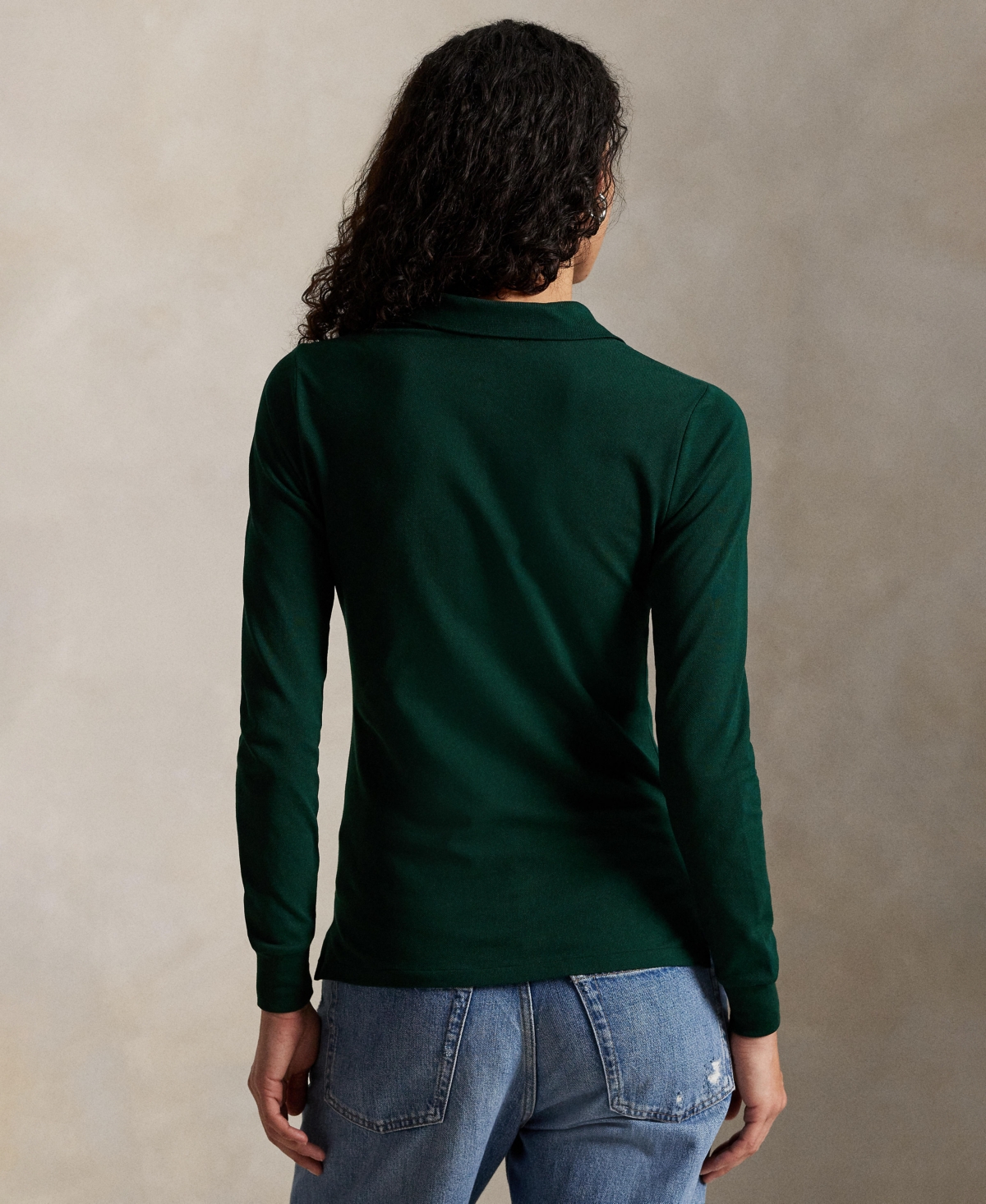 Polo Ralph Lauren Women's Polo Collar Long Sleeves Top In Green