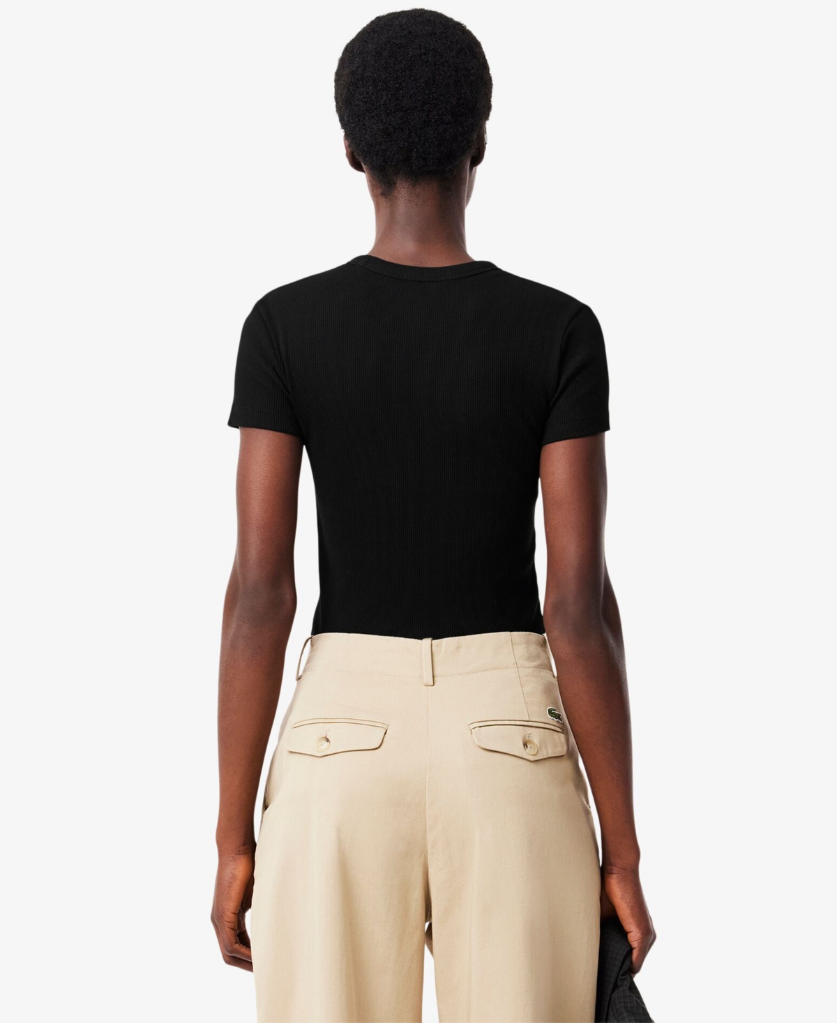 Lacoste Usa Women's Cotton Slim-Fit Crewneck Tee