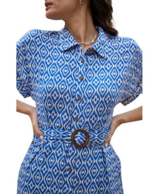 Women's Belted Midi Shirt Dress