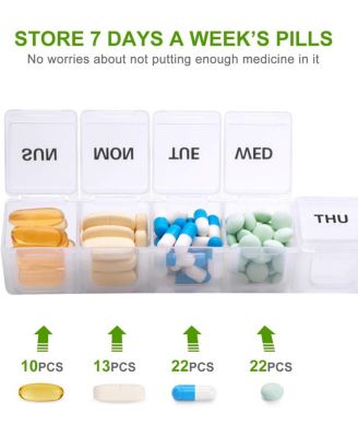 Weekly Pill Organizer 2 Pack Daily Pill Box for Medicine Vitamins Supplements