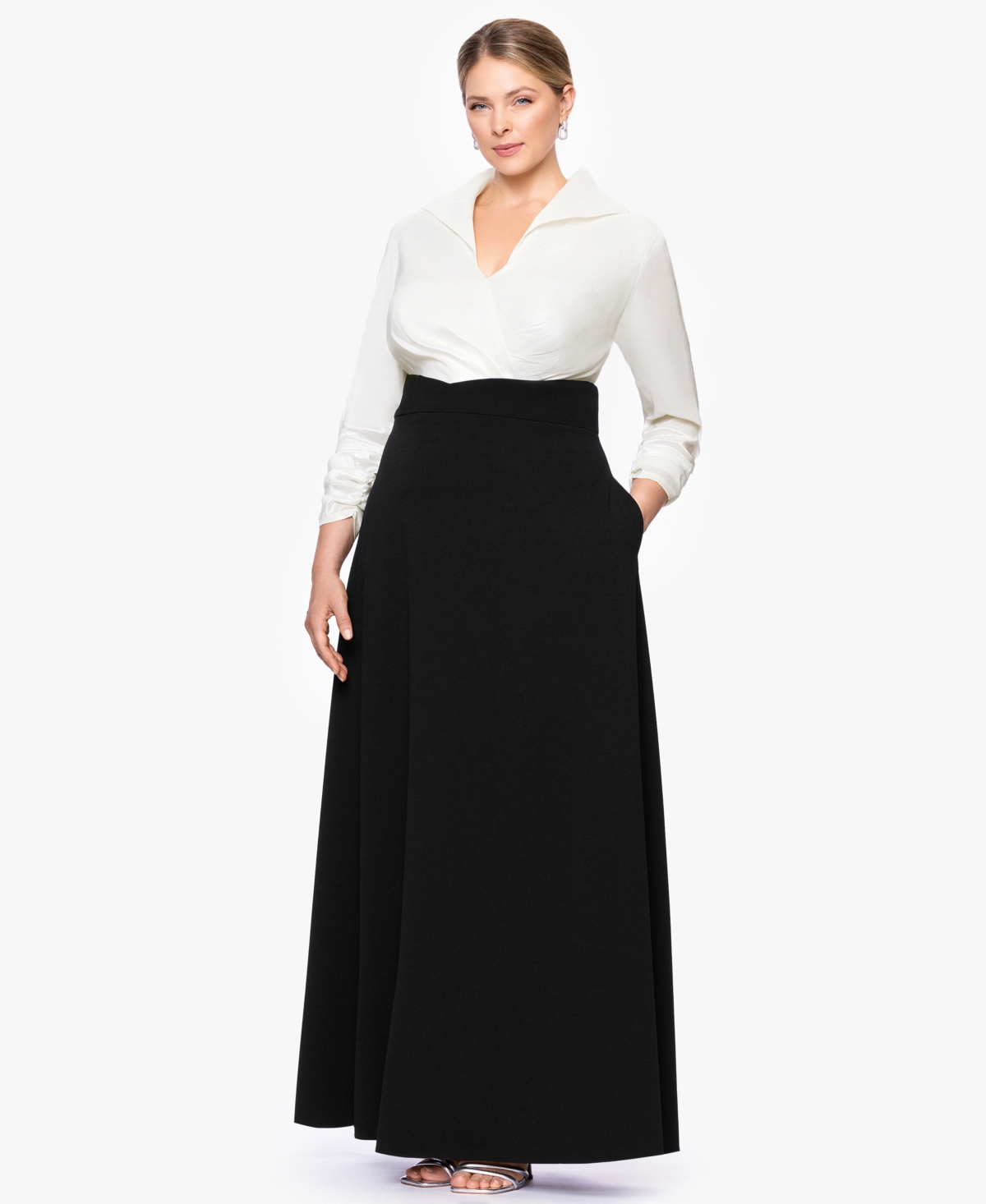 Betsy & Adam Plus Size Long Sleeve Sheath Dress In Multi
