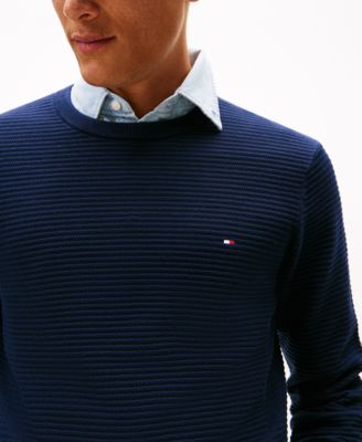 Men's Textured Cotton Crewneck Sweater