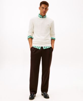 Men's Textured Cotton Crewneck Sweater