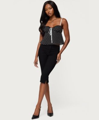 Women's Contrast Polka Dot Cupped Chiffon Top