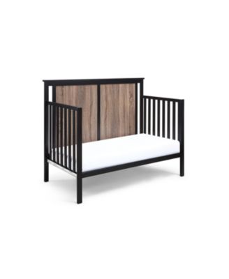  Black and Vintage Walnut 4-in-1 Convertible Crib with Mid-Century Accents and Wood Finish