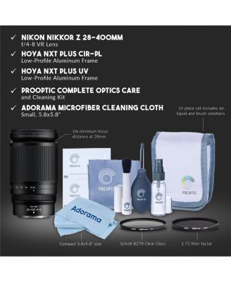 NIKKOR Z 28-400mm f/4-8 VR Lens, Bundle with 77mm CPL+UV Lens Filter Kit and Cleaning Kit