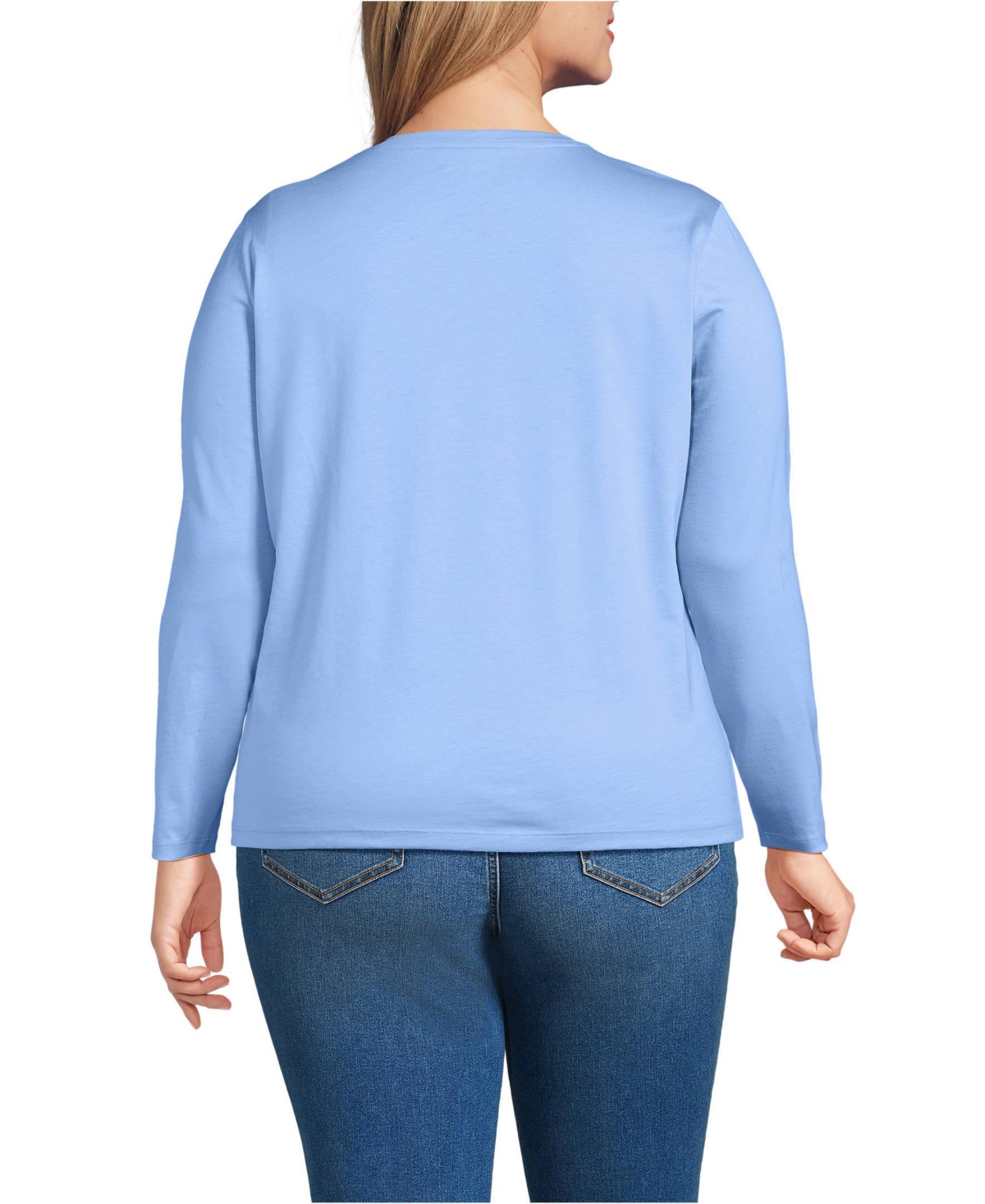 Lands' End Plus Relaxed Supima Cotton Long Sleeve Crew Neck T-Shirt