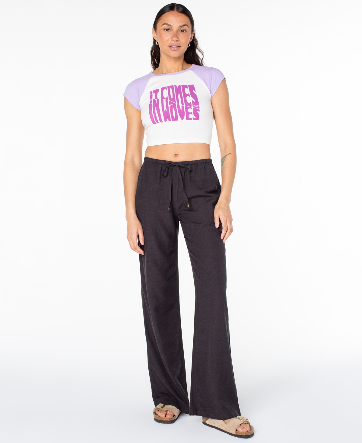 Roxy Women's Iyla Wide Leg Surf Pants In Black