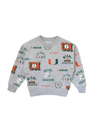 Big Girls Gray Miami Hurricanes Always on Repeat Pullover Sweatshirt