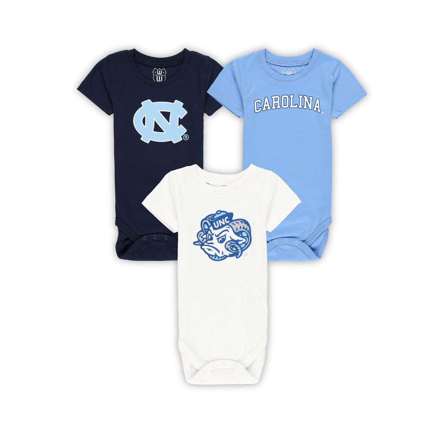 Baby Boys and Girls 3-Pack North Carolina Tar Heels Bodysuit Set