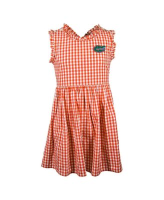 Garb - Girl's&nbsp;Toddler Orange Florida Gators Sleeveless Alora Gingham Dress