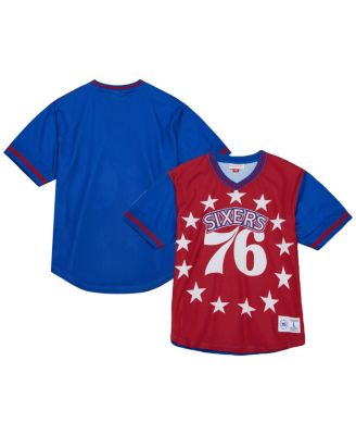Mitchell & Ness - Men's Red Philadelphia 76ers Jumbotron 3.0 Mesh V-Neck T-Shirt