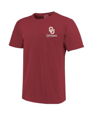 Women's Crimson Oklahoma Sooners Comfort Colors Campus Scene Drawing Script T-Shirt