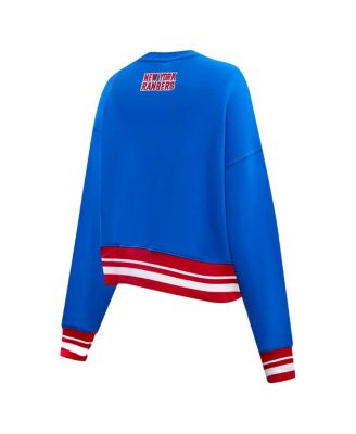 Women's Blue New York Rangers Area Code Cropped Pullover Sweatshirt