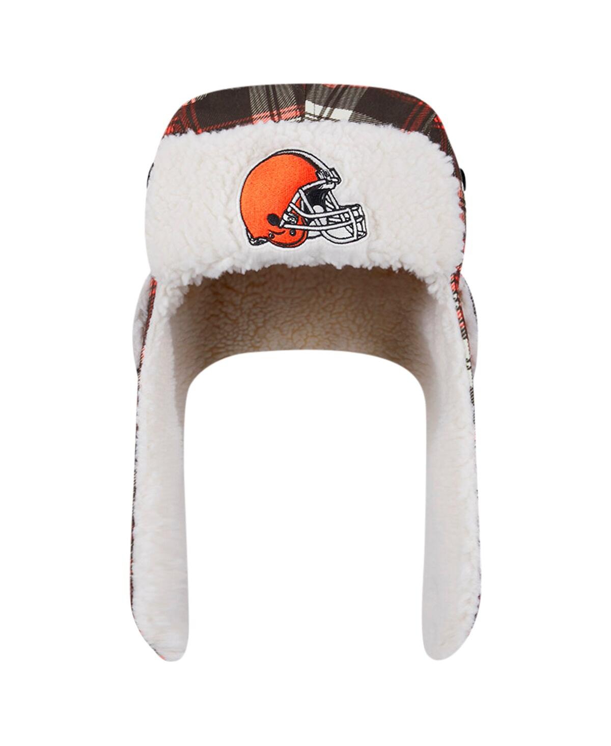 New Era Brown Cleveland Browns Sideline Plaid Sherpa Trapper Hat