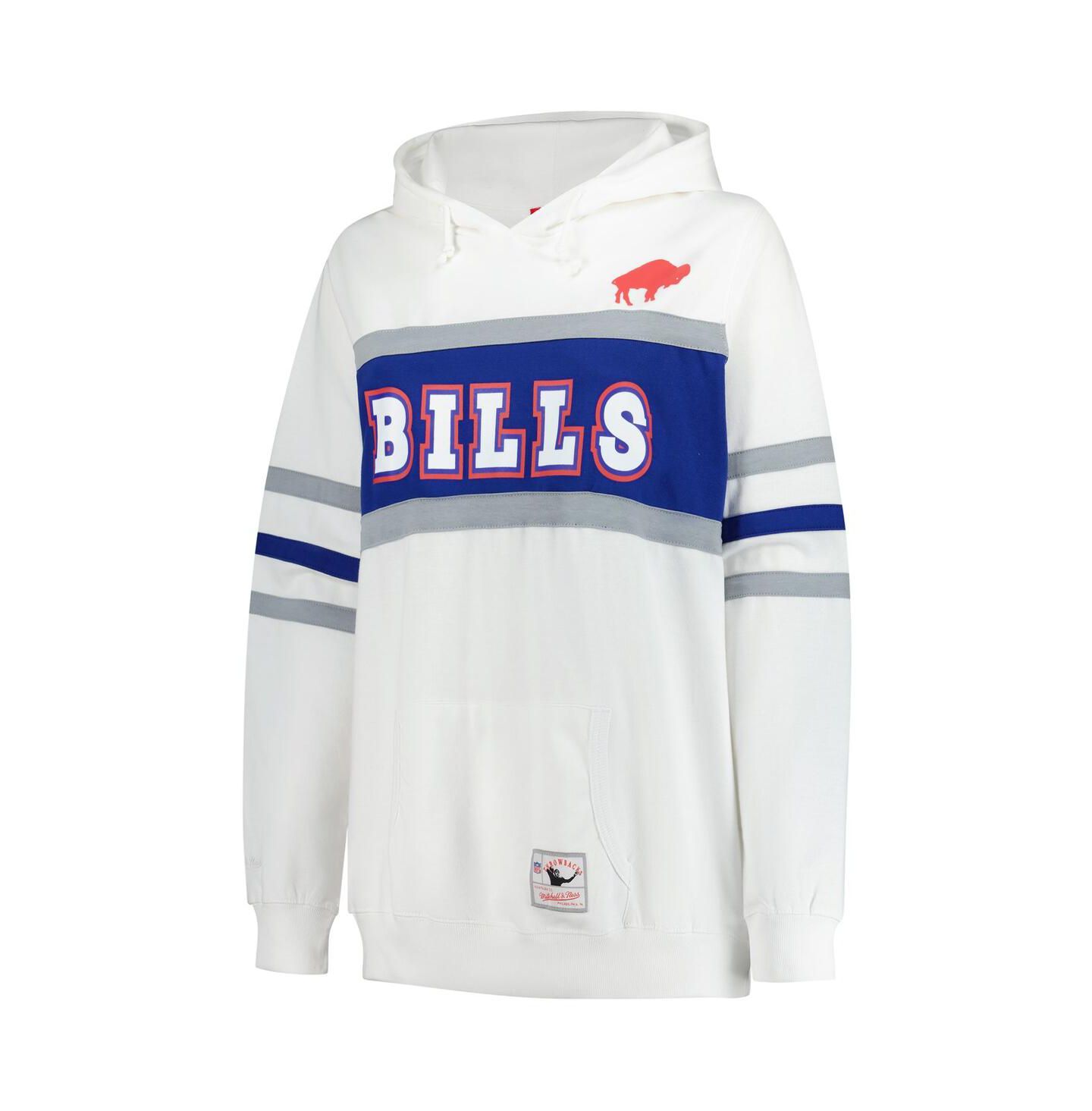 Женское худи Mitchell & Ness White Buffalo Bills Plus Size Head Coach Throwback Pullover — фото 3