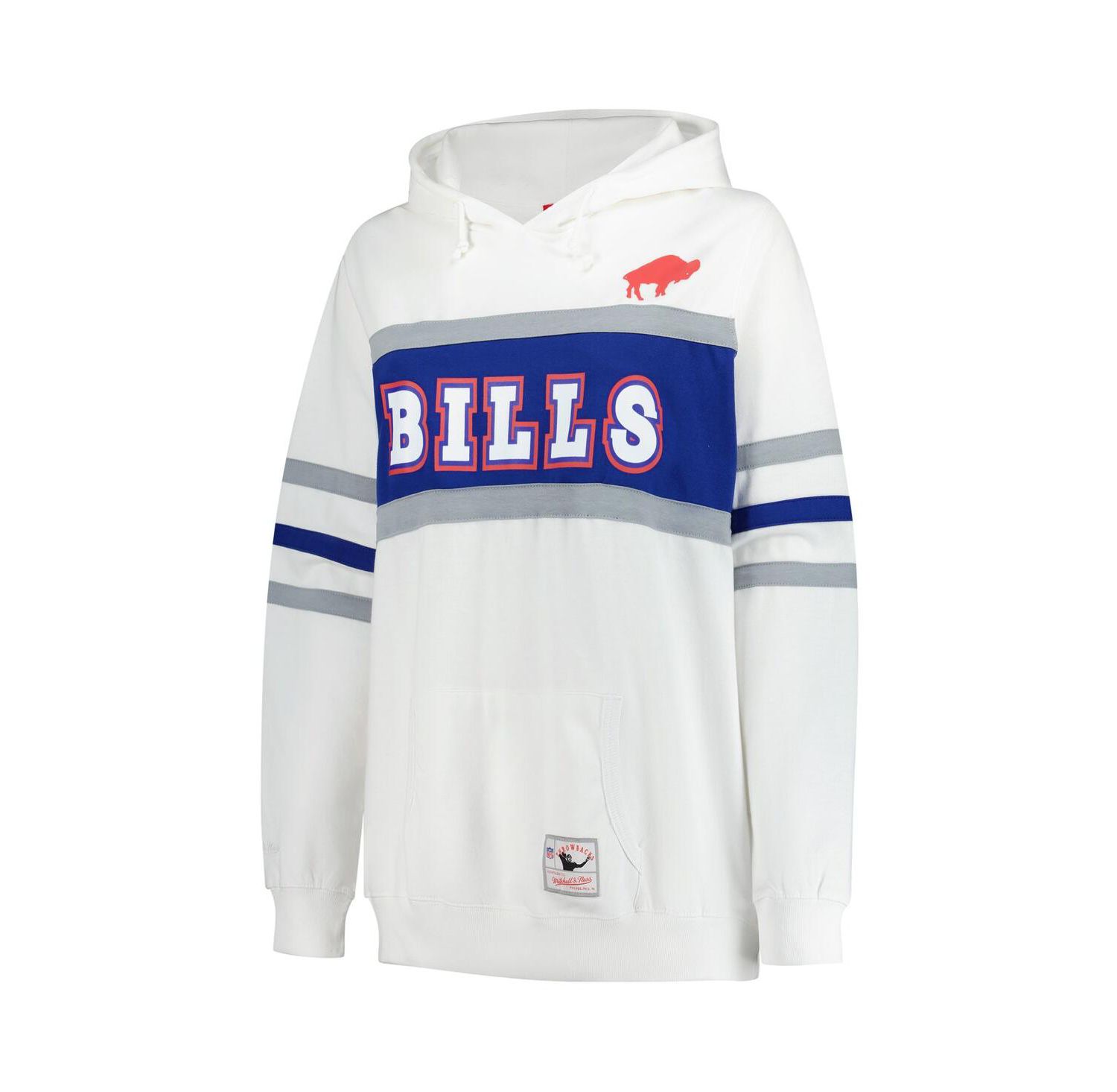 Women's White Buffalo Bills Plus Size Head Coach Throwback Pullover Hoodie