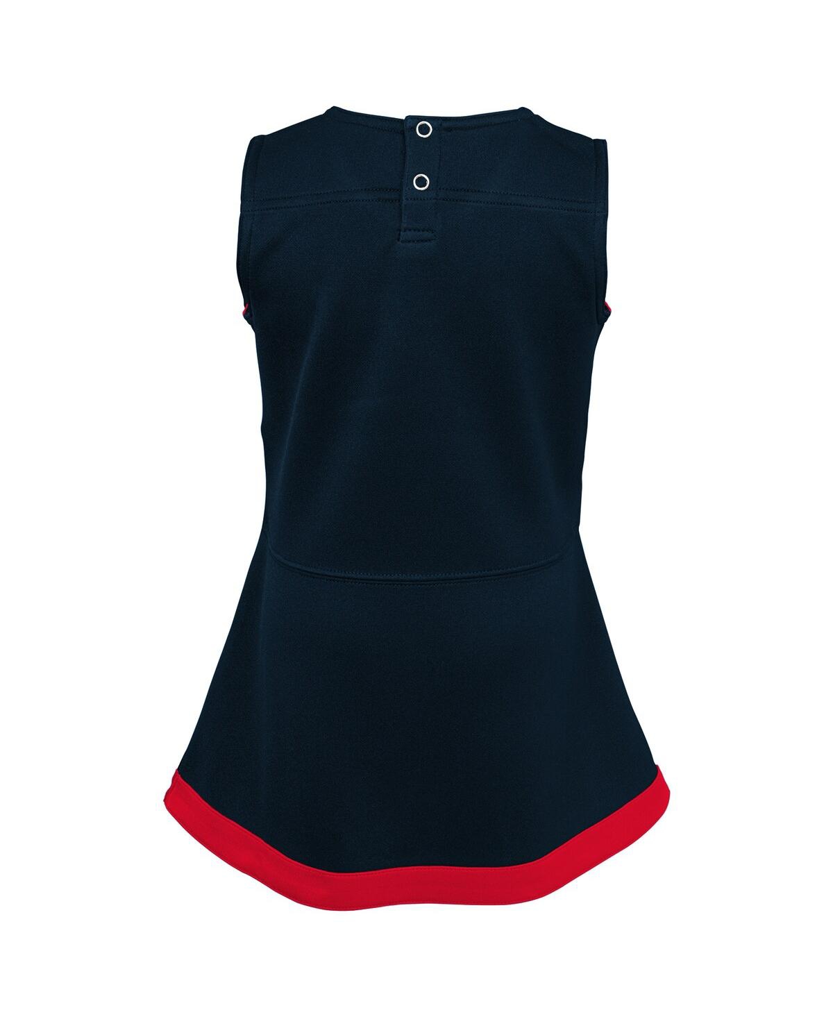 Outerstuff Girls Preschool 2-piece Navy Houston Texans Cheer Captain Jumper Dress With Bloomers Set In Blue
