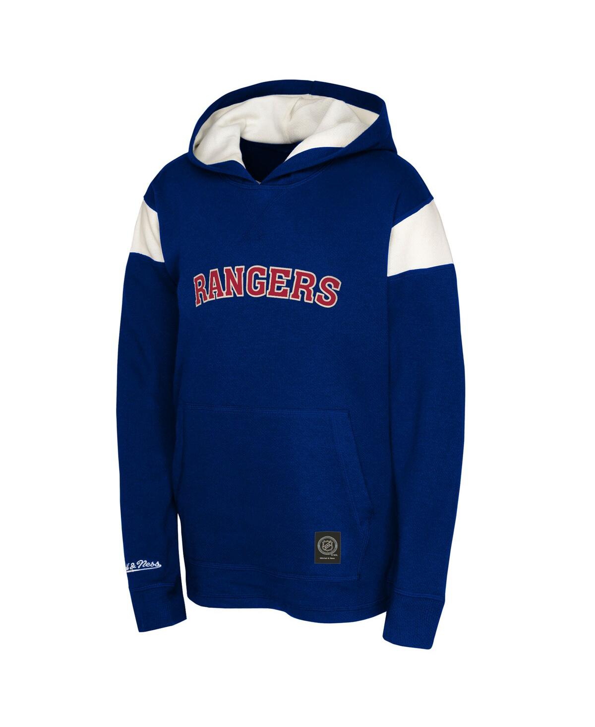 Mitchell & Ness Big Boys And Girls Navy New York Rangers Thermal Lightweight Pullover Hoodie In Animal Print