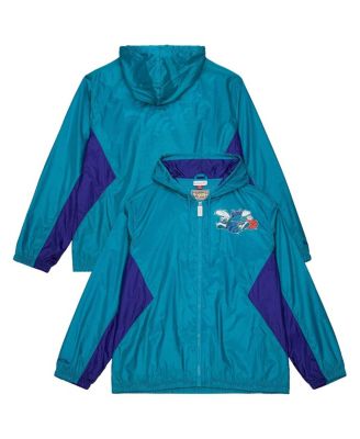 Mitchell & Ness - Men's Teal Charlotte Hornets Playmaker Full-Zip Windbreaker Jacket