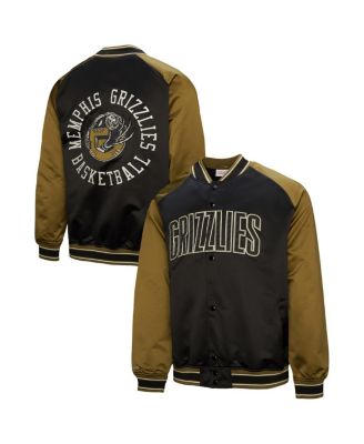 Mitchell & Ness - Men's Olive/Black Memphis Grizzlies Clutch Satin Raglan Full-Snap Jacket