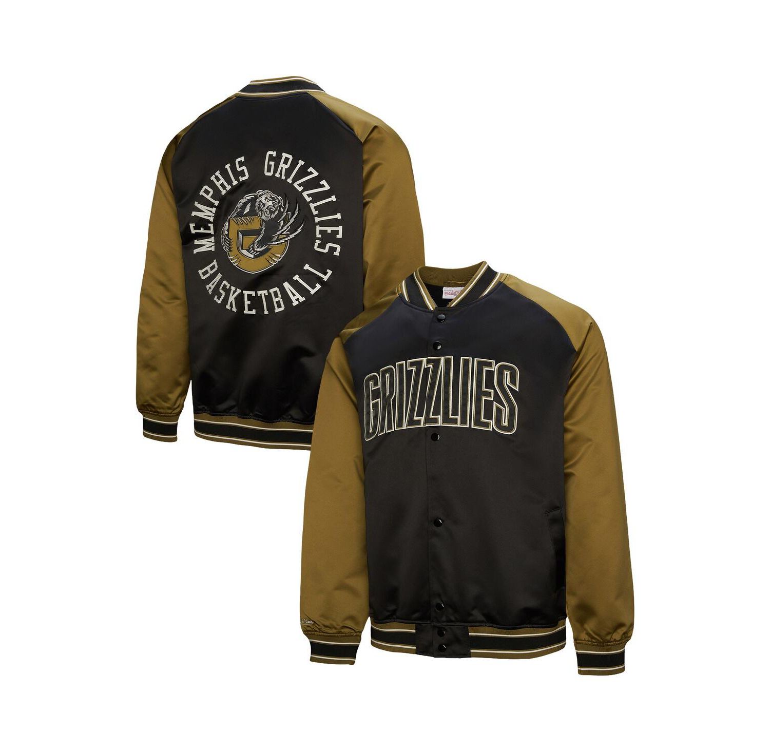 Men's Olive/Black Memphis Grizzlies Clutch Satin Raglan Full-Snap Jacket