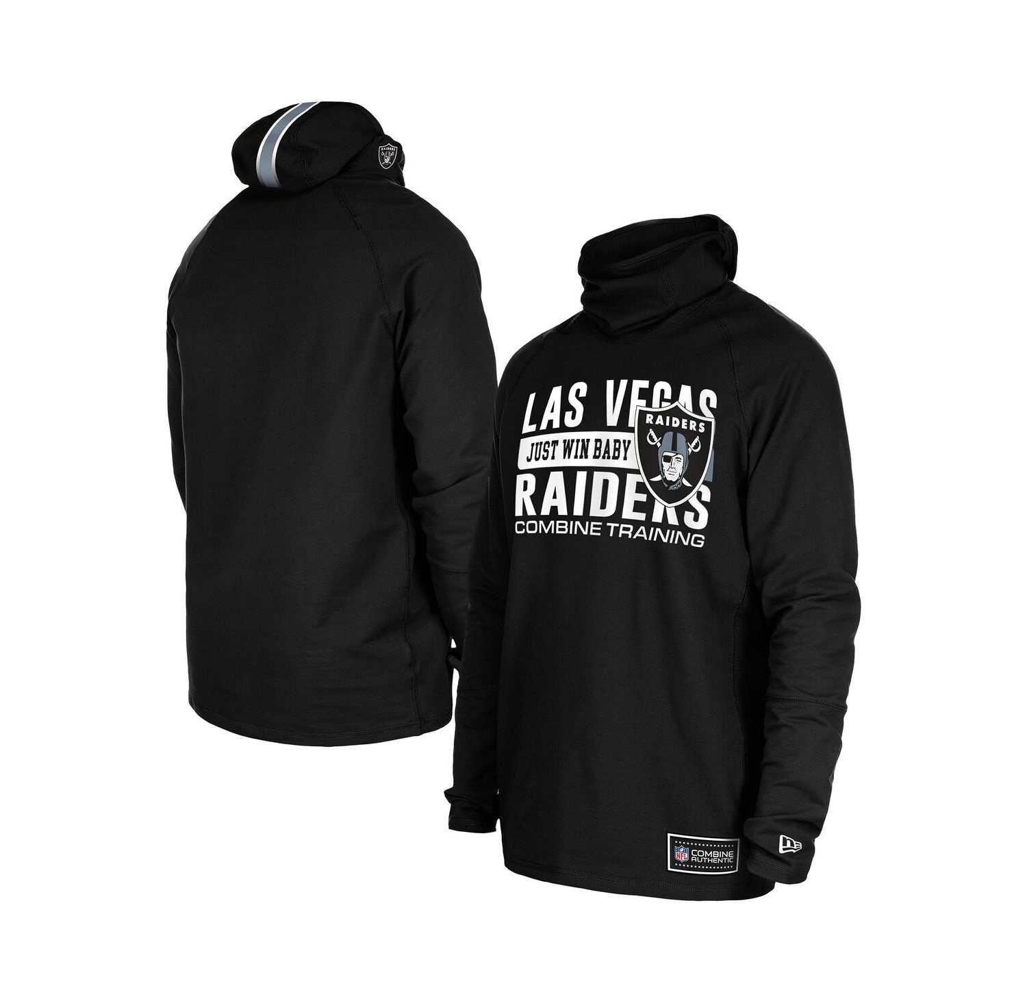Men's Black Las Vegas Raiders Functional Fandom Balaclava Helmet Stripe Tri-Blend Hoodie