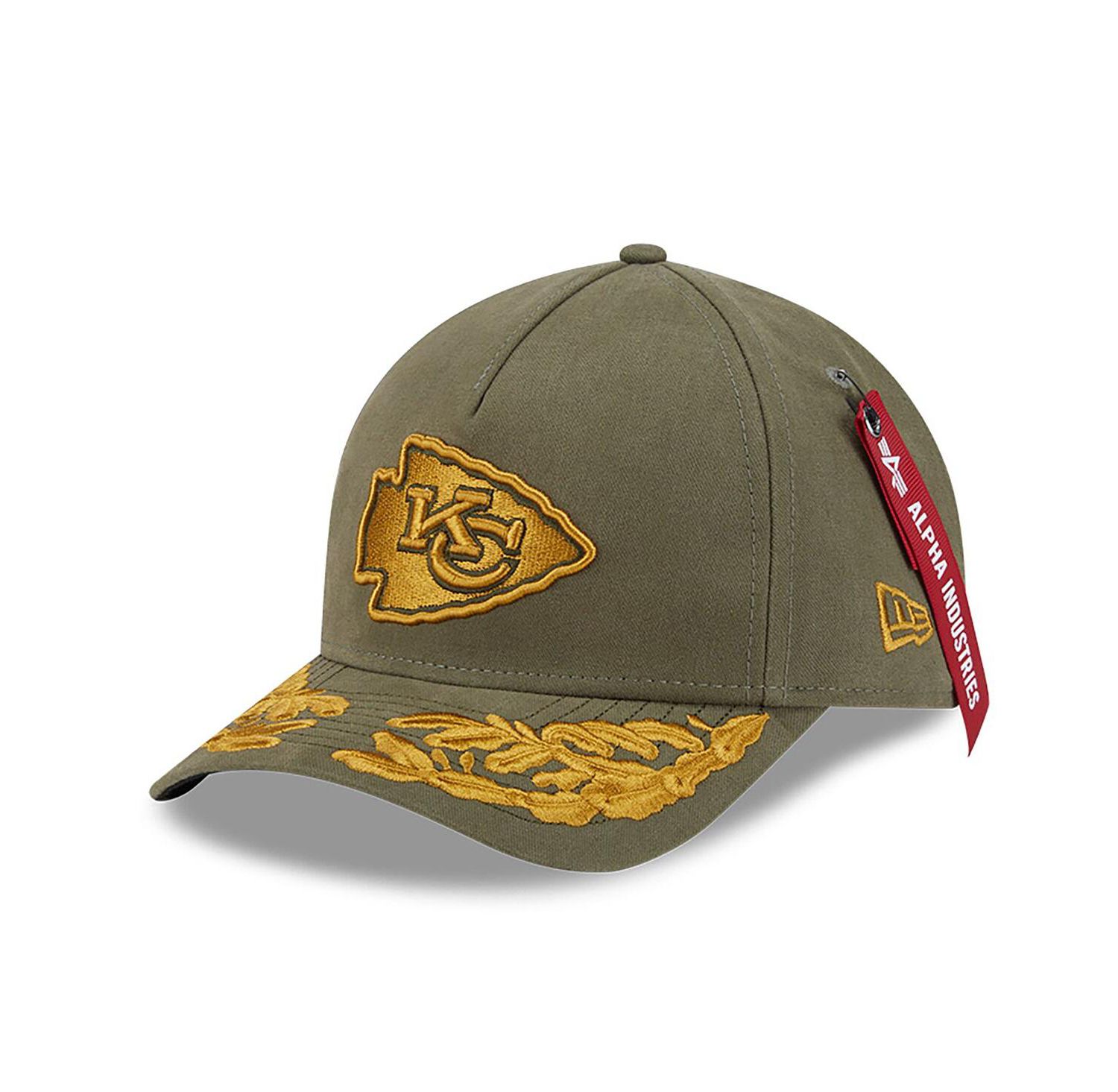 x Alpha Industries Men's Olive Kansas City Chiefs A-Frame 9FORTY Adjustable Hat