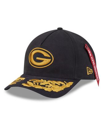 New Era - Men's x Alpha Industries Black Green Bay Packers A-Frame 9FORTY Adjustable Hat