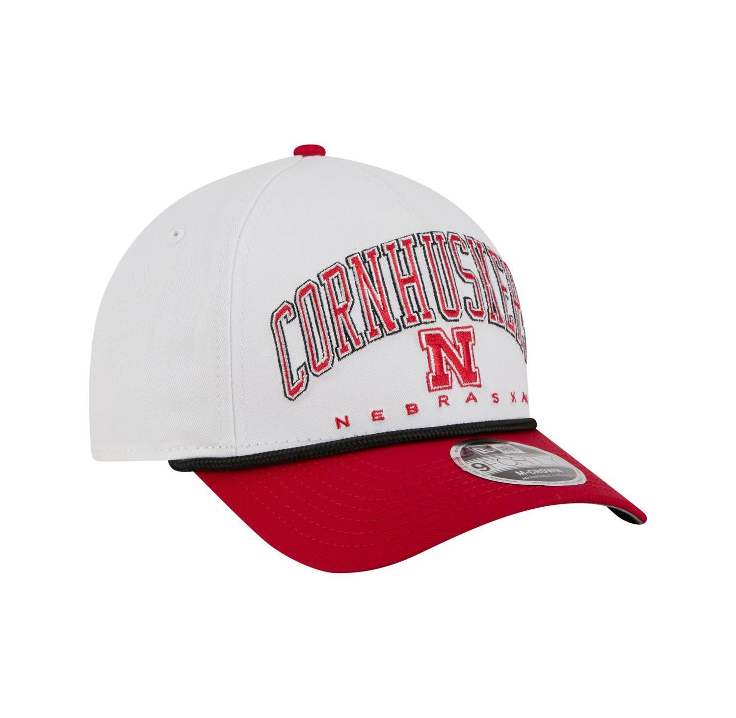 Men's White/Scarlet Nebraska Huskers Arch Two-Tone Rope 9FORTY A-Frame M-Crown Adjustable Hat
