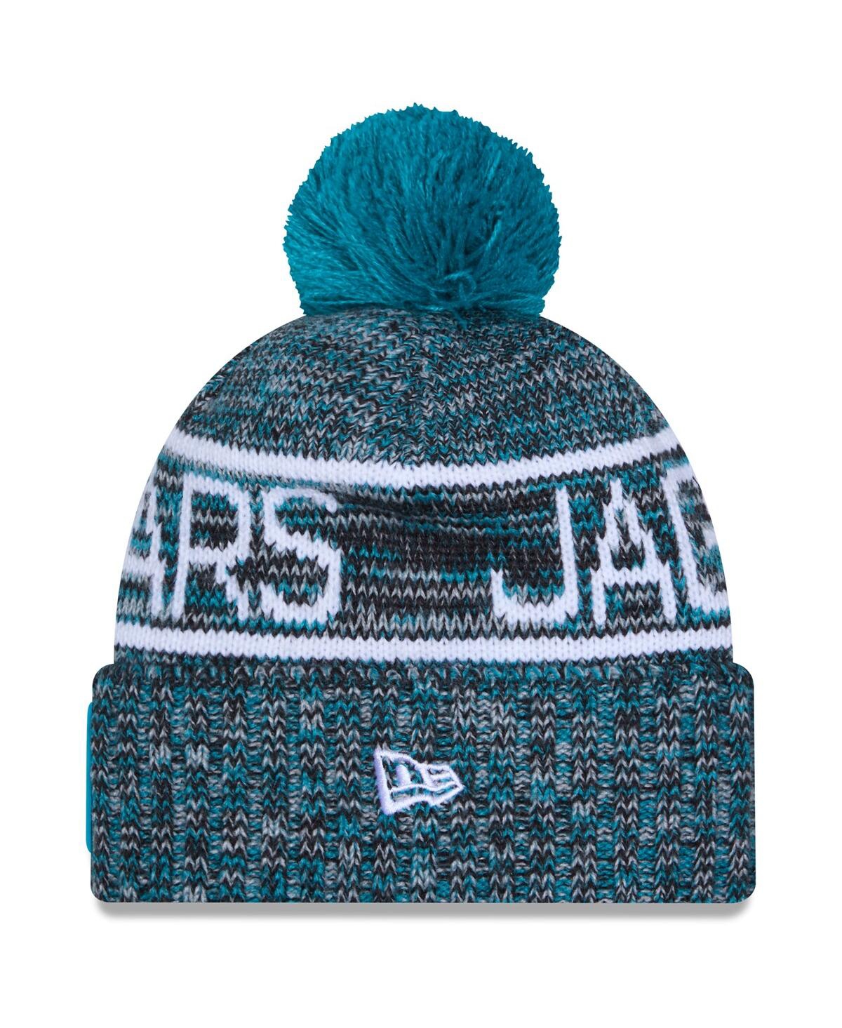 New Era Men's Teal Jacksonville Jaguars 2025 Sideline Cold Weather Cuffed Pom with Knit Hat