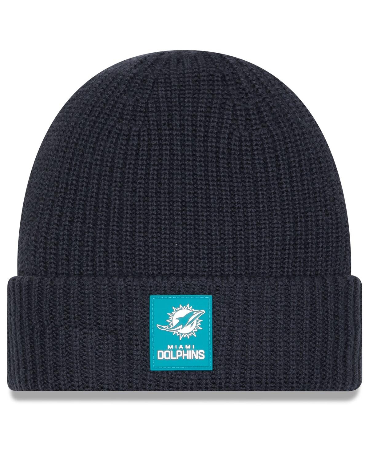New Era Men's Charcoal Miami Dolphins 2025 Sideline Cold Weather Cuffed Knit Hat