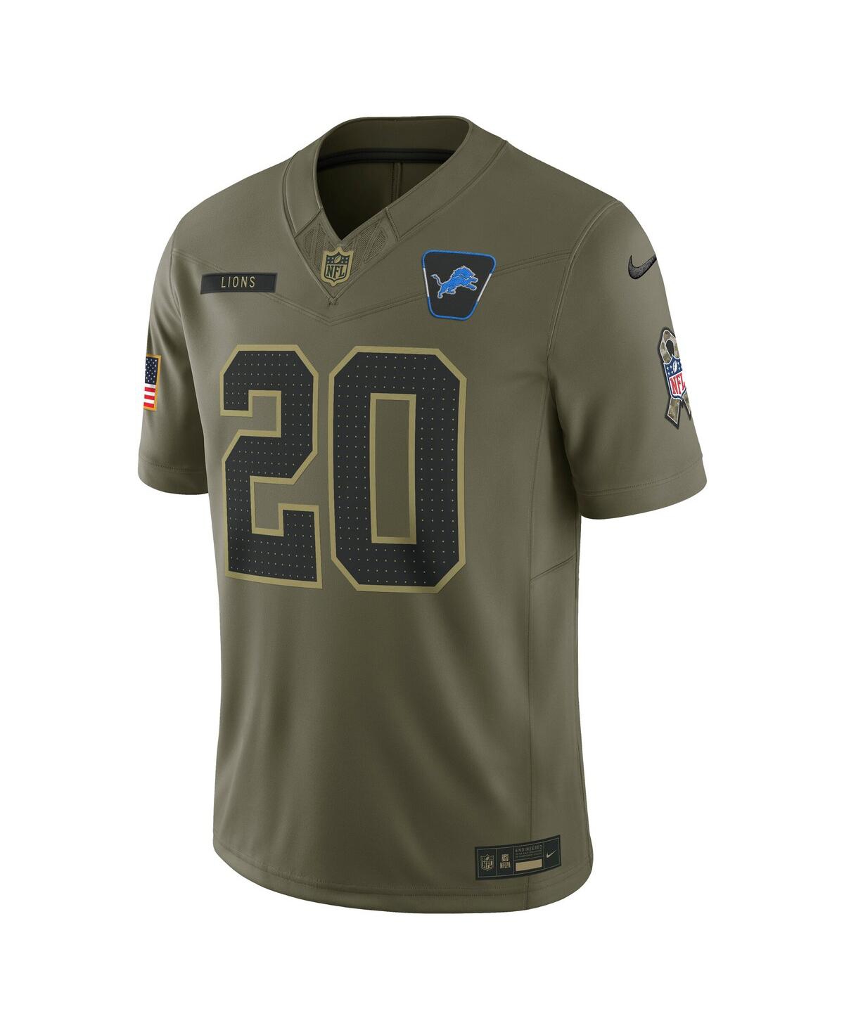 Nike Men's Barry Sanders Olive Detroit Lions 2025 Salute to Service Retired Limited Jersey