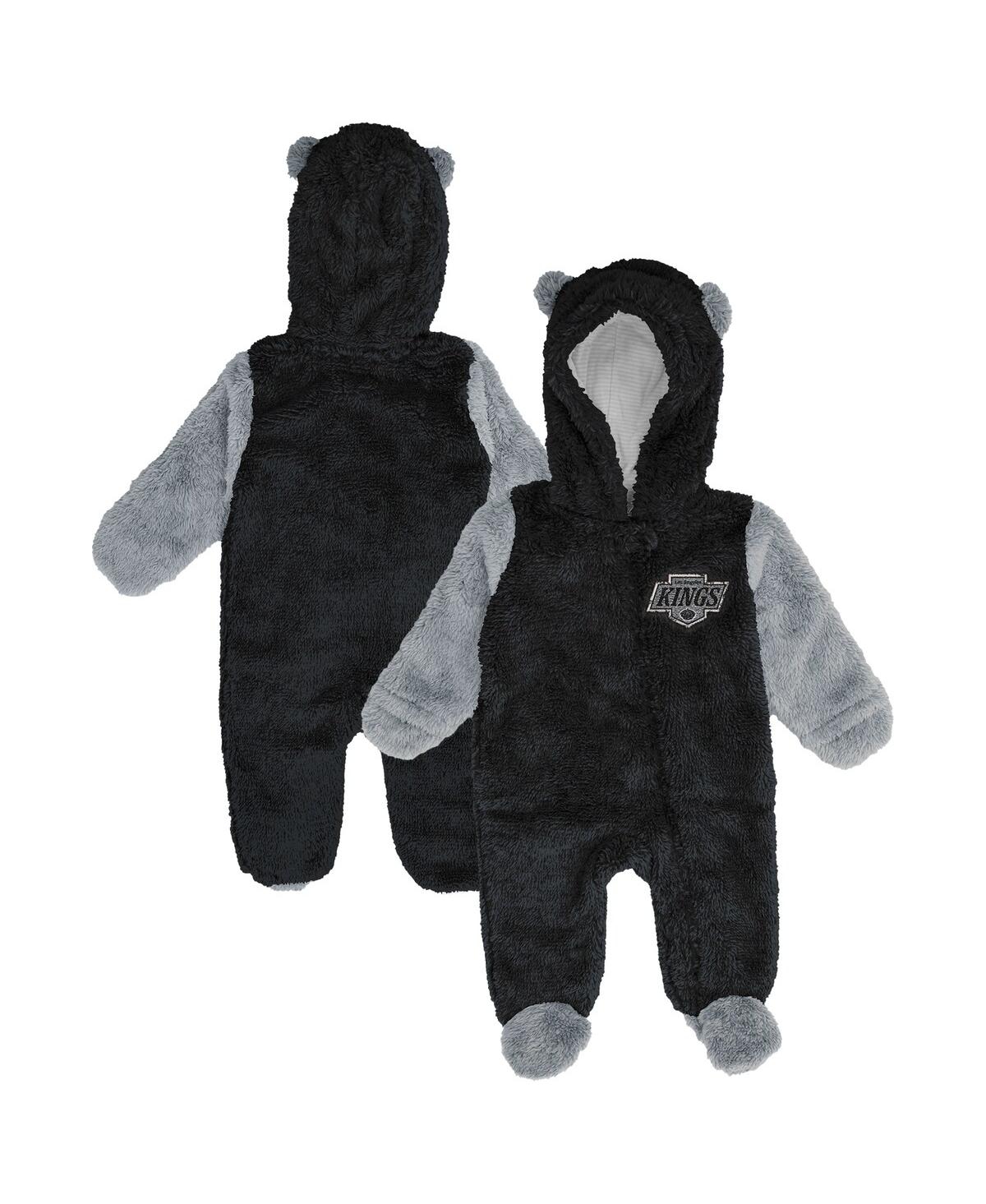 Outerstuff Baby Boys And Girls Newborn Black Los Angeles Kings Stay Napping Fleece Bunting Full-zip Sleeper In Black