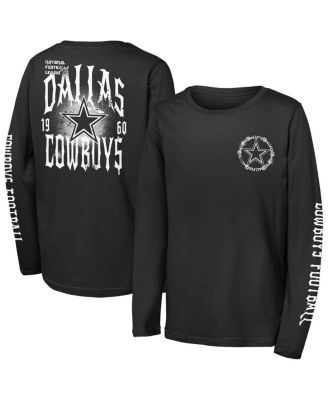 Outerstuff - Big Boys and Girls Black Dallas Cowboys Rumble Long Sleeve T-Shirt