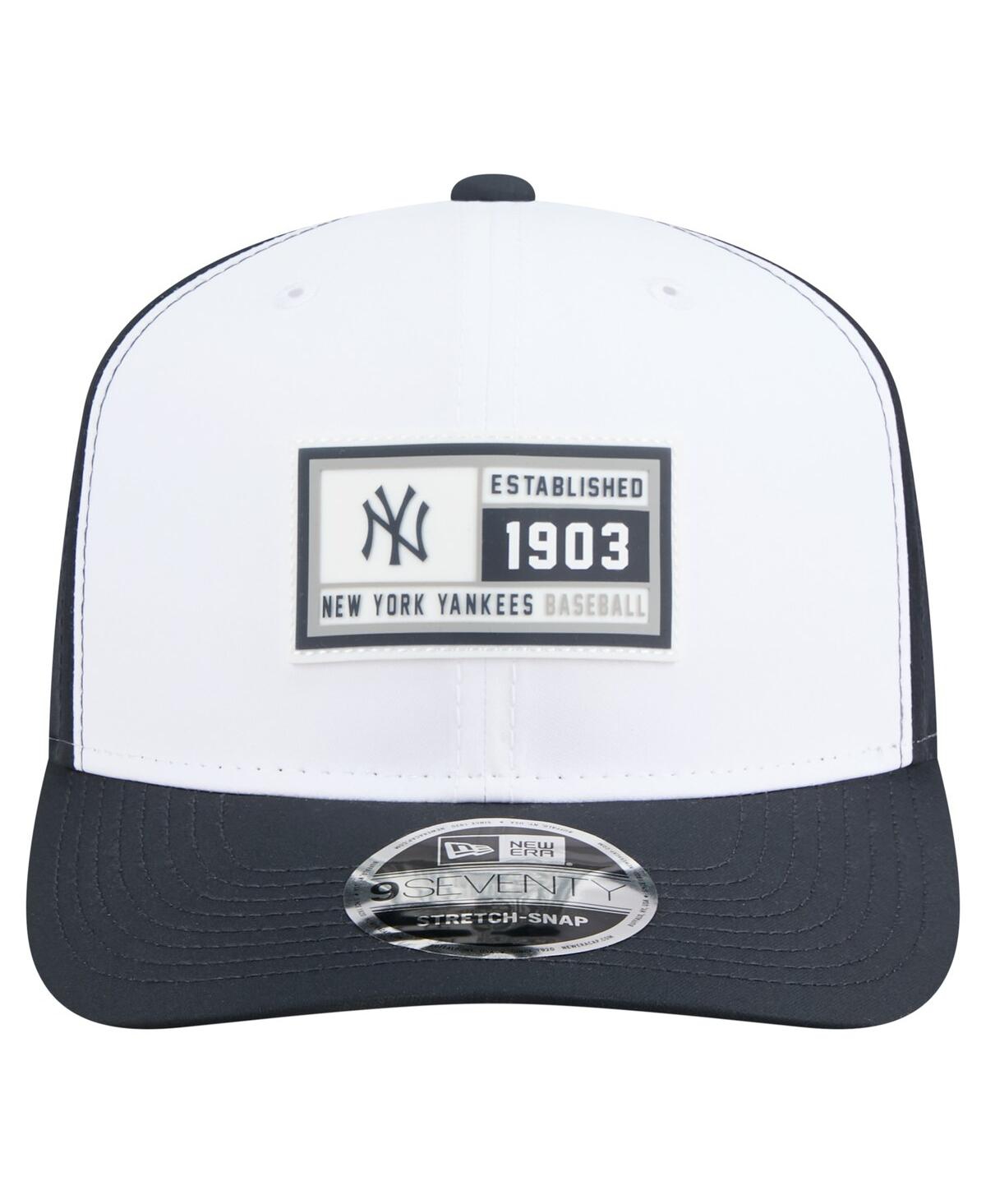 New Era Men's White/navy New York Yankees Established Patch 9seventy Adjustable Hat In Black