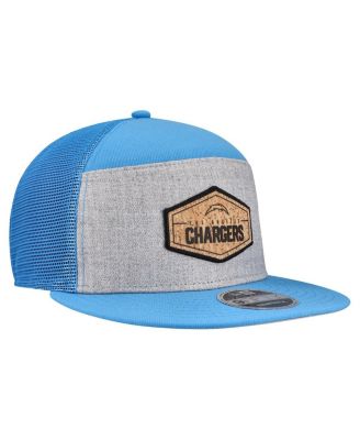 Men's Gray/Powder Blue Los Angeles Chargers Cork Split Panel 9FIFTY Trucker Snapback Hat