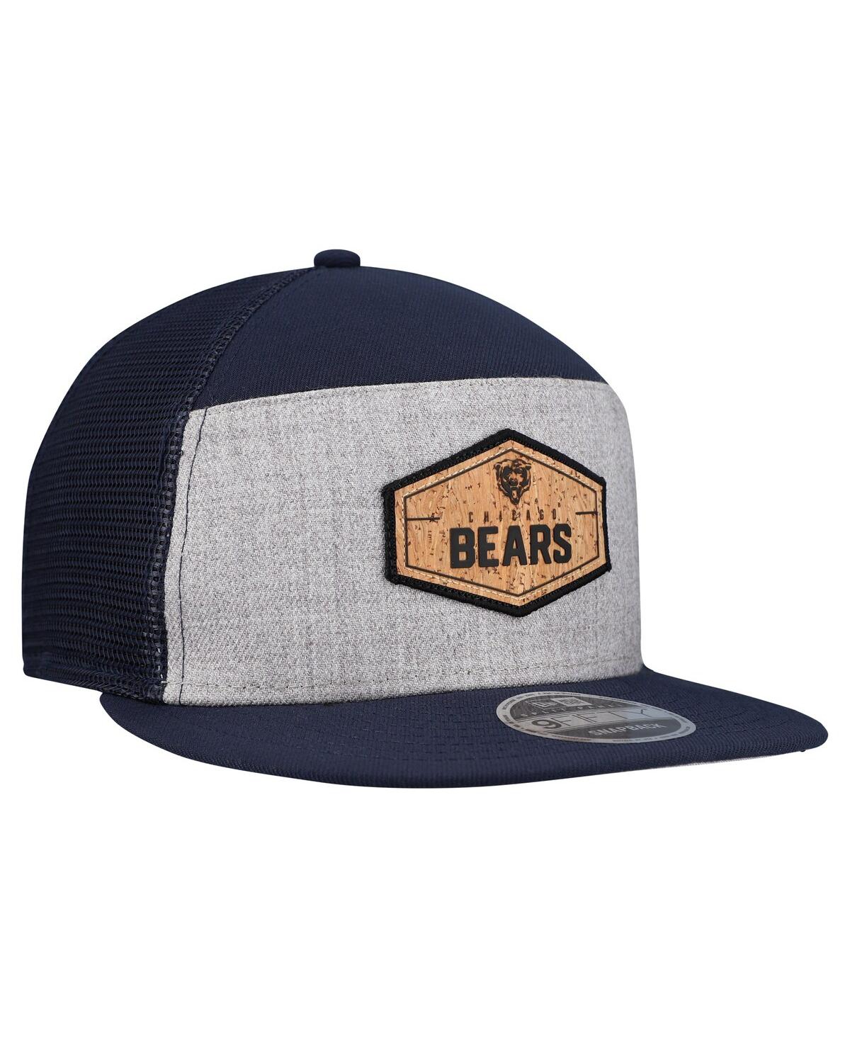 New Era Men's Gray/Navy Chicago Bears Cork Split Panel 9FIFTY Trucker Snapback Hat