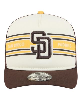 Men's Cream/Brown San Diego Padres Banner A-Frame 9FIFTY Trucker Snapback Hat