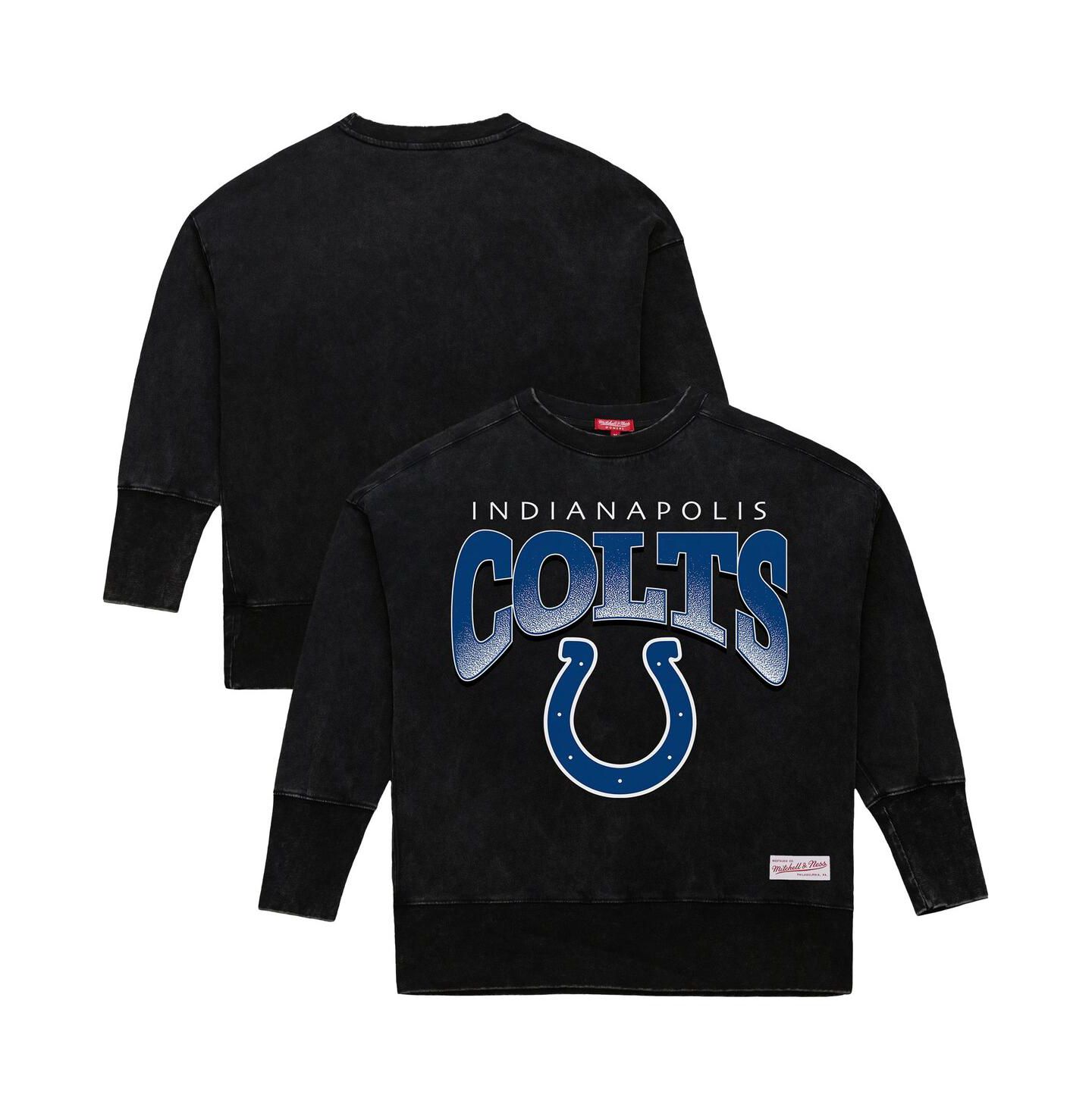 Женская толстовка Mitchell & Ness Black Indianapolis Colts Delineate Mineral Wash Crewneck — фото 1