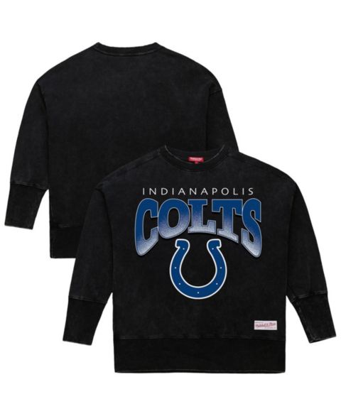 Женская толстовка Mitchell & Ness Black Indianapolis Colts Delineate Mineral Wash Crewneck