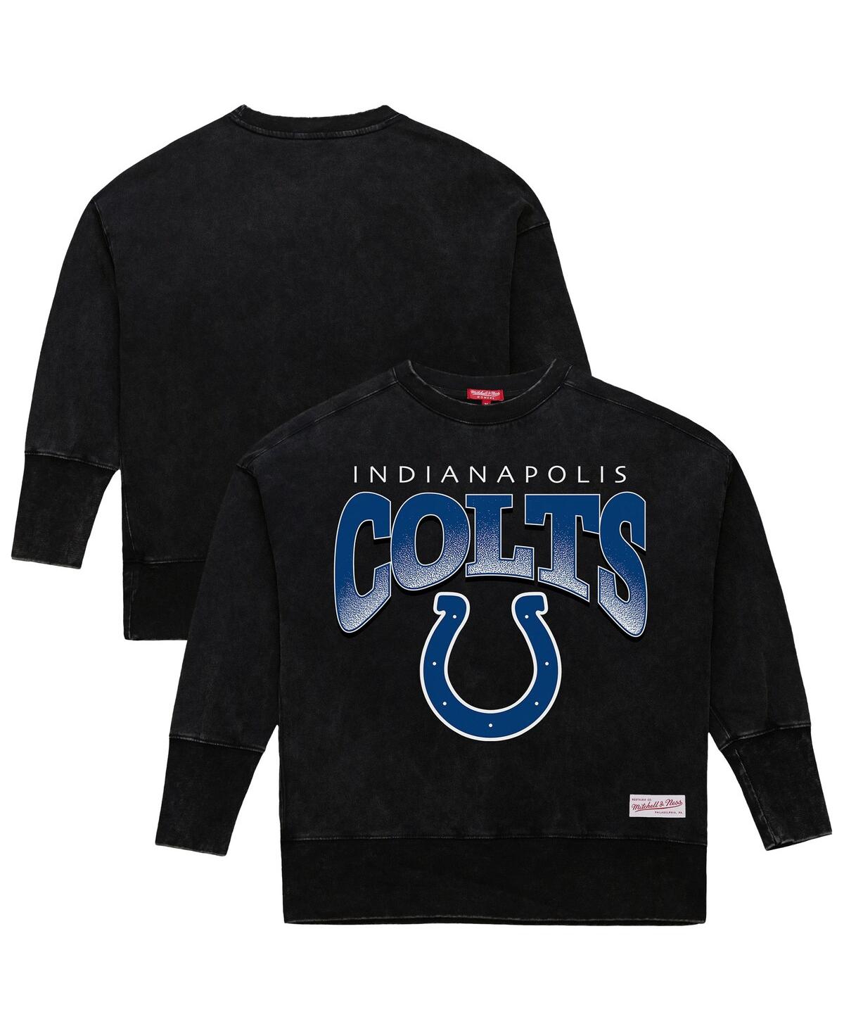 Mitchell & Ness Women's Black Indianapolis Colts Delineate Mineral Wash Crewneck Sweatshirt