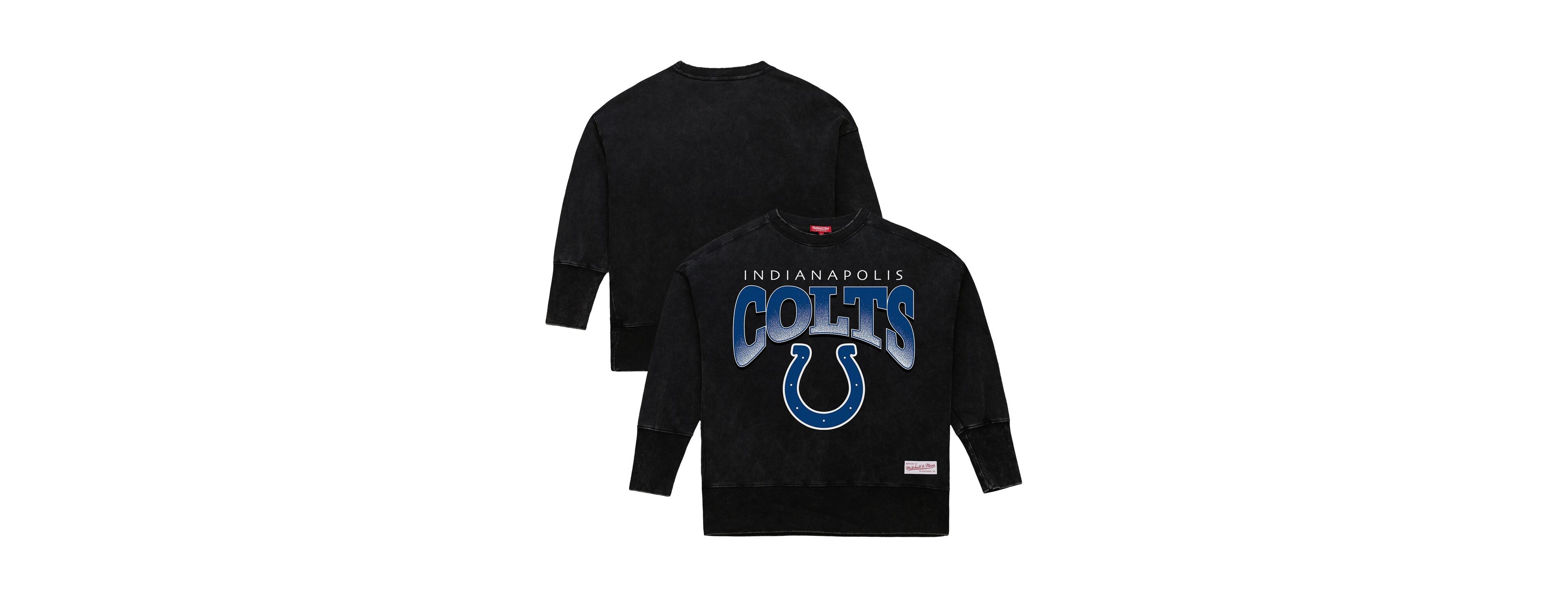 Mitchell & Ness Women's Black Indianapolis Colts Delineate Mineral Wash Crewneck Sweatshirt