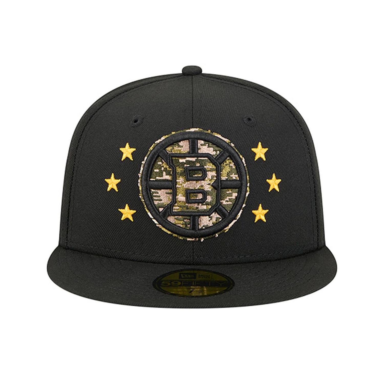 Men's Black Boston Bruins Military Appreciation Digital Camo Stars 59FIFTY Fitted Hat