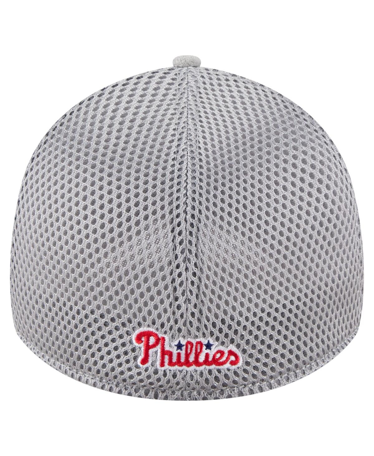 New Era Men's Gray Philadelphia Phillies Visor Paint Splatter 39thirty Flex Hat In Gray