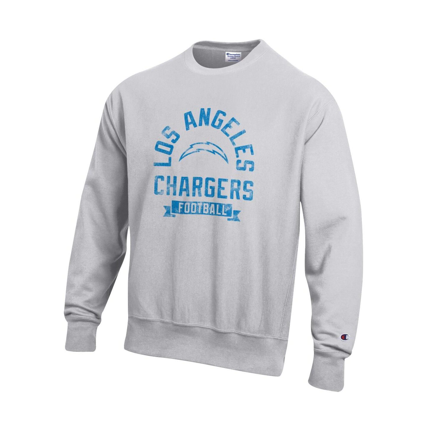 Мужской свитшот Champion Heather Gray Los Angeles Chargers Reverse Weave Fleece Pullover — фото 2