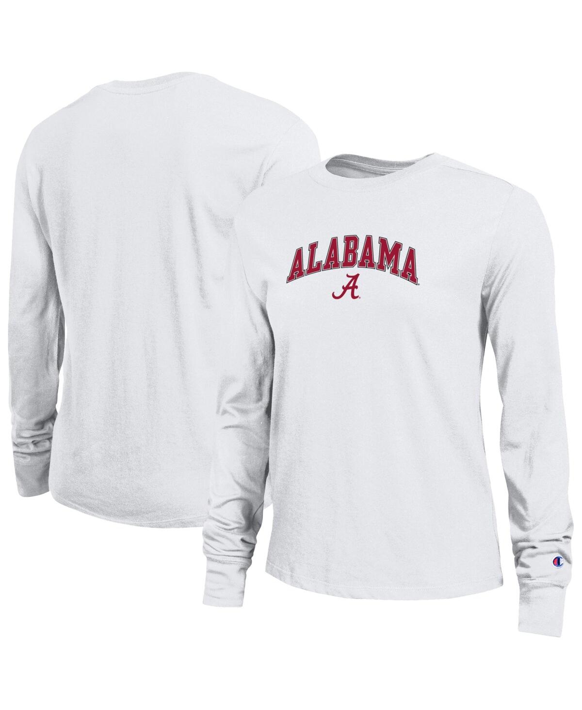 Champion Women's White Alabama Crimson Tide Arch Over Logo Long Sleeve T-shirt In Multi