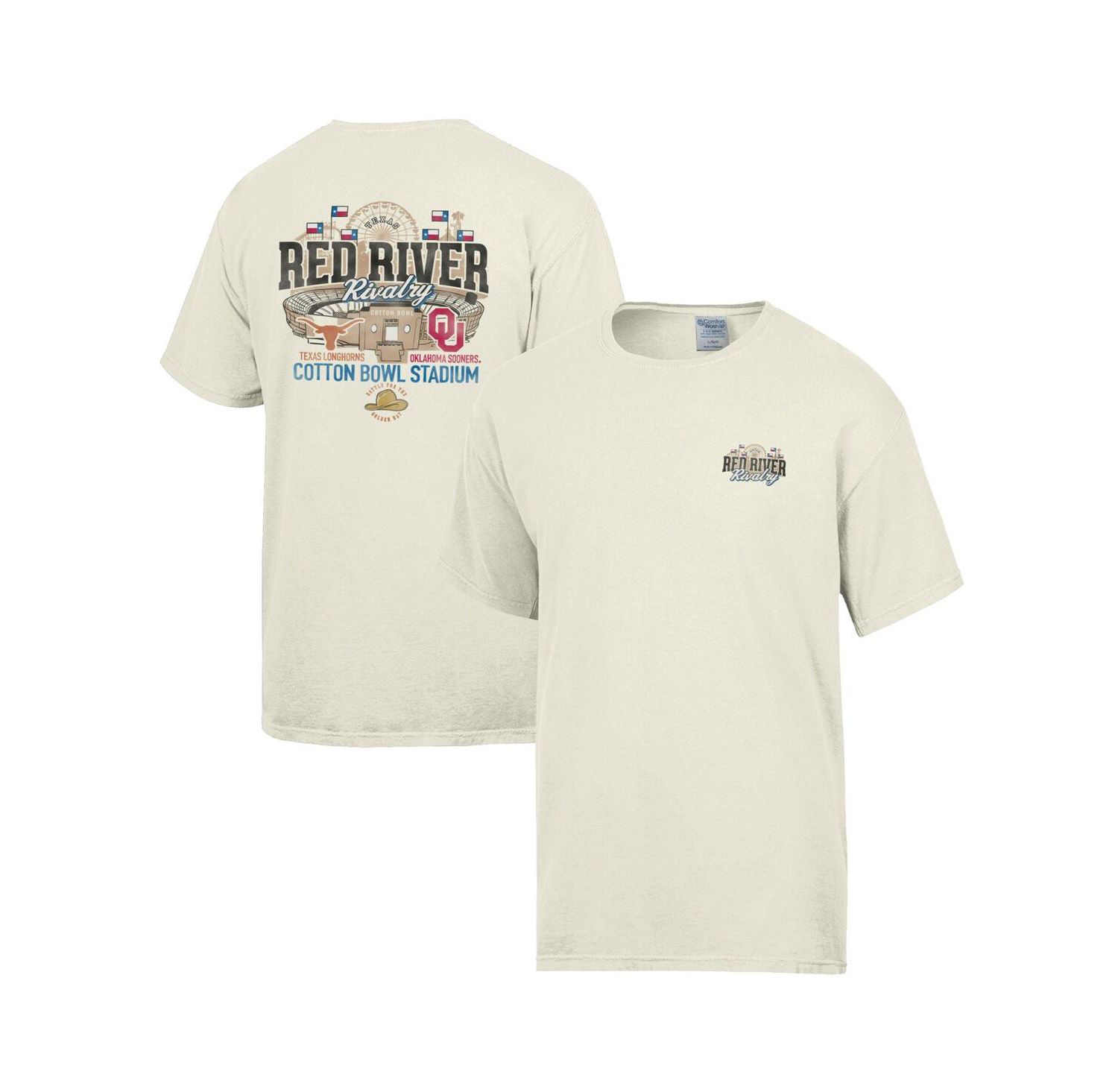 Men's Cream Texas Longhorns vs. Oklahoma Sooners Red River Rivalry Stadium Match Up T-Shirt