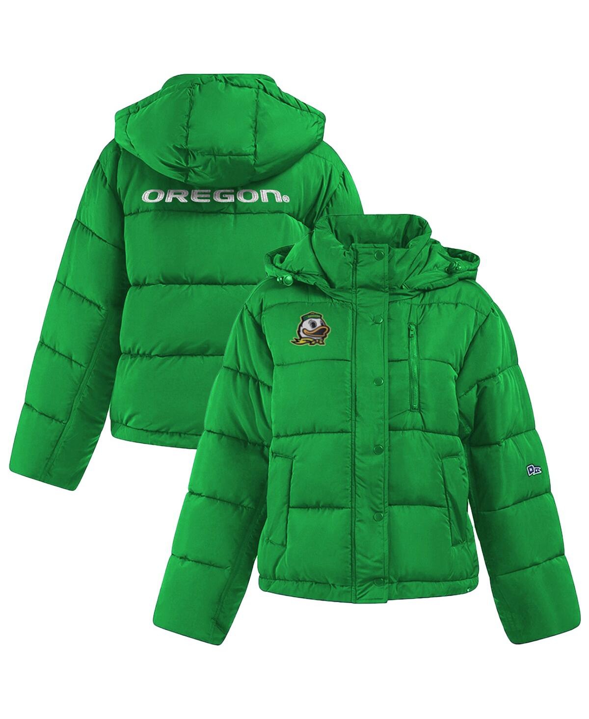 Hype And Vice Women's Green Oregon Ducks Full-zip Puffer Jacket In Green