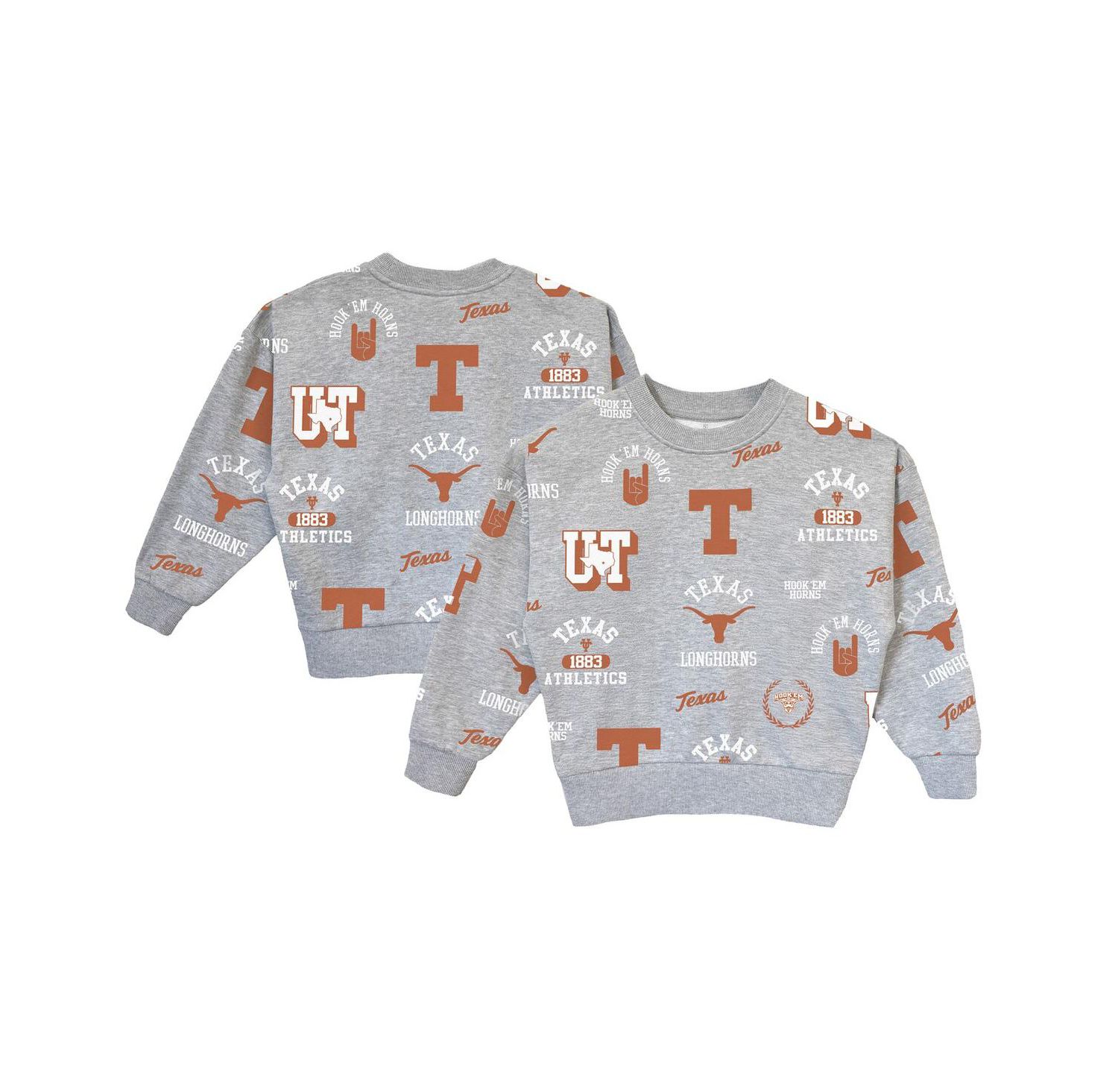 Big Girls Gray Texas Longhorns Always on Repeat Pullover Sweatshirt